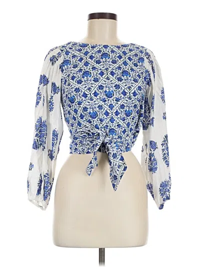 Pre-owned Nicole Miller 3/4 Sleeve Blouse In Blue