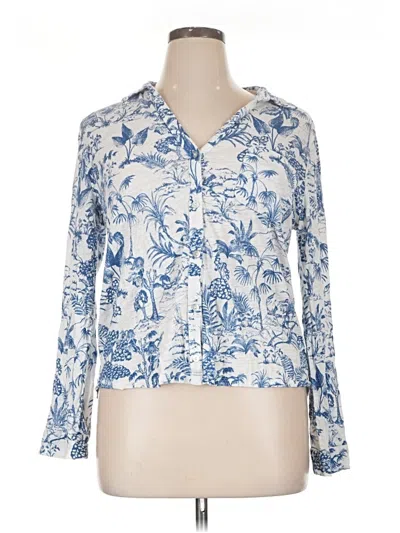 Pre-owned Nicole Miller 3/4 Sleeve Blouse In Blue