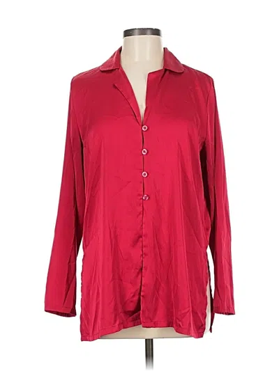 Pre-owned Nicole Miller 3/4 Sleeve Blouse In Burgundy