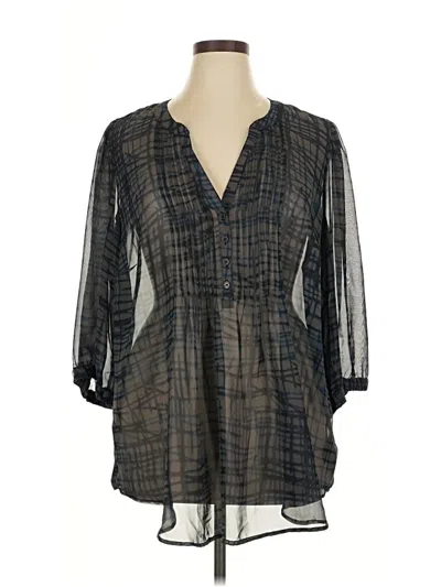 Pre-owned Nicole Miller 3/4 Sleeve Blouse In Gray