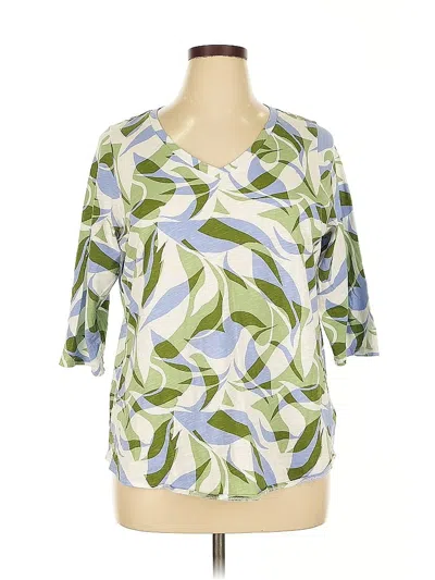 Pre-owned Nicole Miller 3/4 Sleeve Blouse In Green