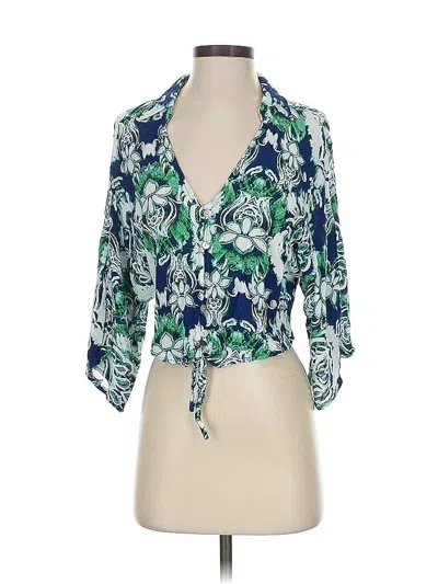 Pre-owned Nicole Miller 3/4 Sleeve Blouse In Green