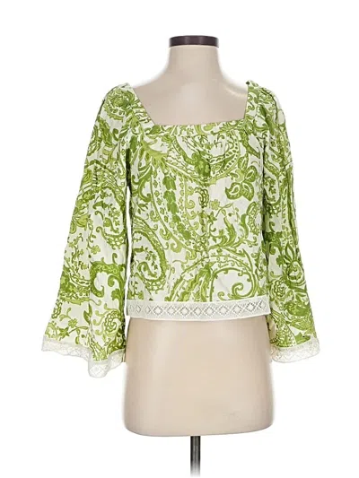 Pre-owned Nicole Miller 3/4 Sleeve Blouse In Green