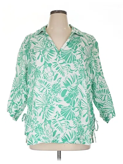 Pre-owned Nicole Miller 3/4 Sleeve Blouse In Green