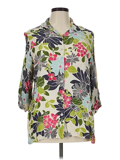 Pre-owned Nicole Miller 3/4 Sleeve Blouse In Green