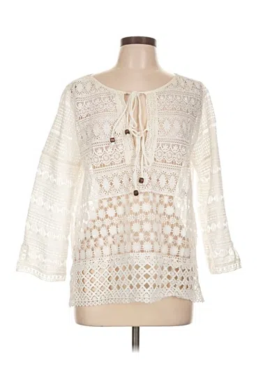 Pre-owned Nicole Miller 3/4 Sleeve Blouse In Ivory