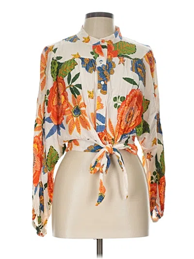 Pre-owned Nicole Miller 3/4 Sleeve Blouse In Ivory