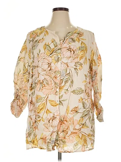Pre-owned Nicole Miller 3/4 Sleeve Blouse In Ivory