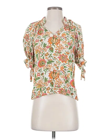 Pre-owned Nicole Miller 3/4 Sleeve Blouse In Orange