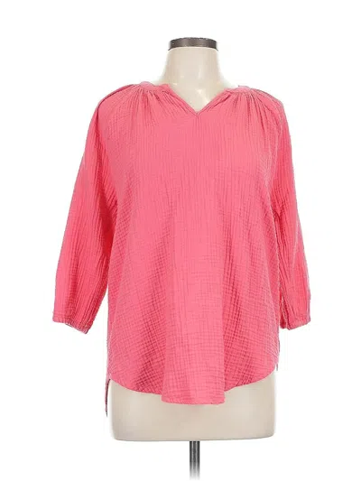 Pre-owned Nicole Miller 3/4 Sleeve Blouse In Pink