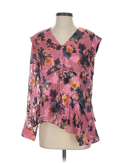 Pre-owned Nicole Miller 3/4 Sleeve Blouse In Pink