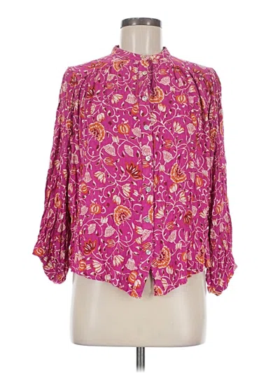 Pre-owned Nicole Miller 3/4 Sleeve Blouse In Pink