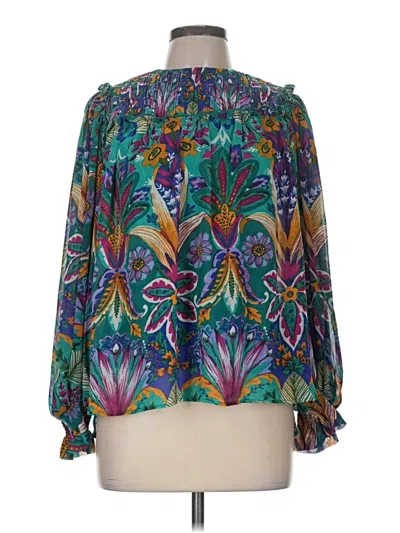 Pre-owned Nicole Miller 3/4 Sleeve Blouse In Teal
