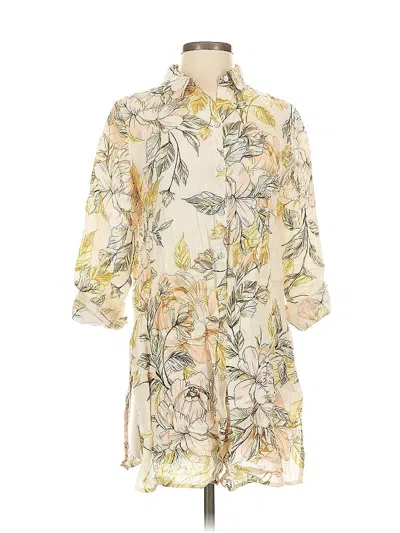 Pre-owned Nicole Miller 3/4 Sleeve Blouse In White