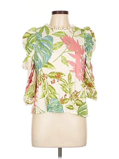 Pre-owned Nicole Miller 3/4 Sleeve Blouse In White