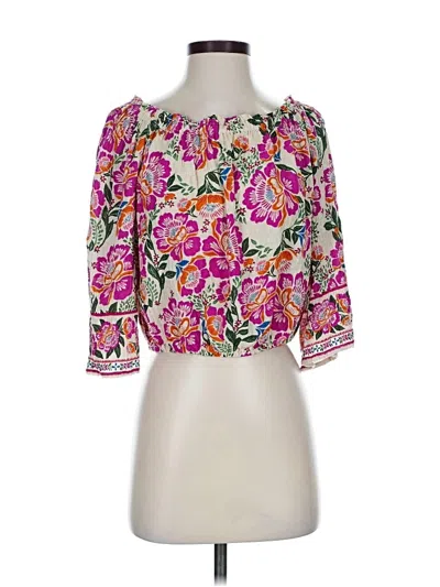 Pre-owned Nicole Miller 3/4 Sleeve Blouse In White