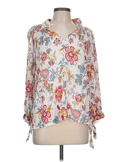 Pre-owned Nicole Miller 3/4 Sleeve Blouse In White