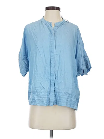 Pre-owned Nicole Miller 3/4 Sleeve Button Down Shirt In Blue