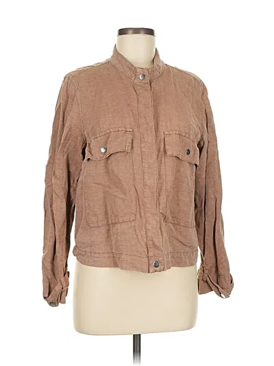 Pre-owned Nicole Miller 3/4 Sleeve Button Down Shirt In Brown