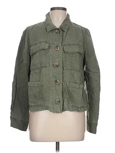 Pre-owned Nicole Miller 3/4 Sleeve Button Down Shirt In Green