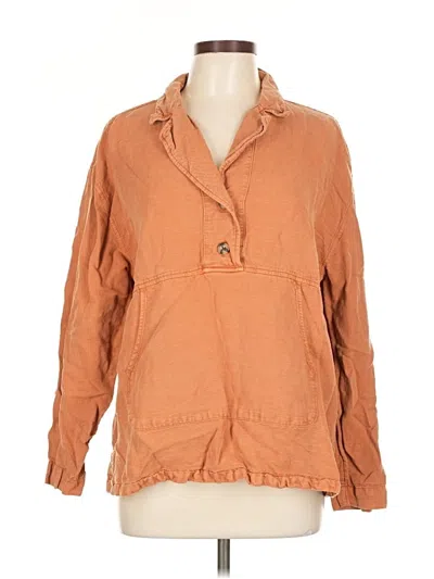 Pre-owned Nicole Miller 3/4 Sleeve Button Down Shirt In Orange