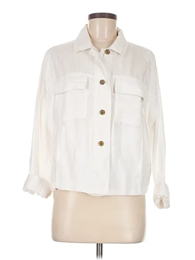 Pre-owned Nicole Miller 3/4 Sleeve Button Down Shirt In White