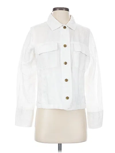 Pre-owned Nicole Miller 3/4 Sleeve Button Down Shirt In White