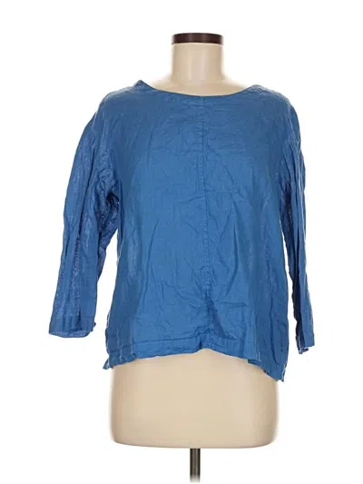 Pre-owned Nicole Miller 3/4 Sleeve Top Blue Boatneck Tops
