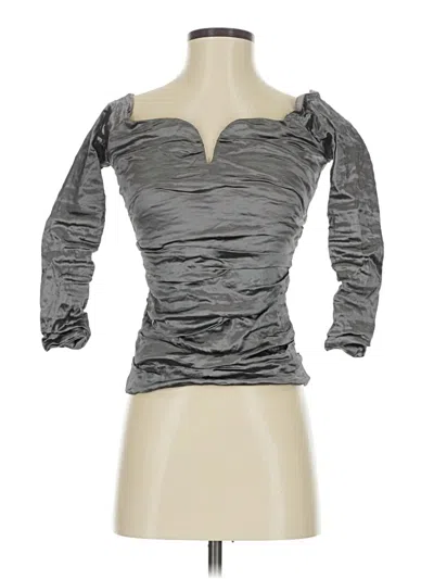 Pre-owned Nicole Miller 3/4 Sleeve Top Gray Sweetheart Neckline Tops