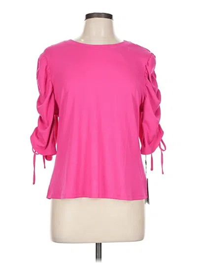 Nicole Miller 3/4 Sleeve Top Pink Cold Shoulder Neckline Tops