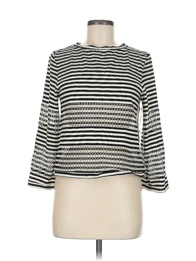 Pre-owned Nicole Miller 3/4 Sleeve Top Silver Mock Neckline Tops