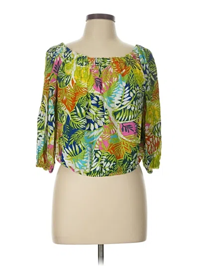 Pre-owned Nicole Miller 3/4 Sleeve T-shirt In Green