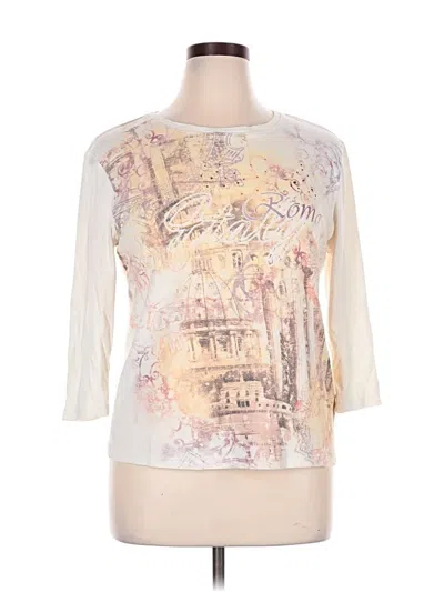 Pre-owned Nicole Miller 3/4 Sleeve T-shirt In Ivory