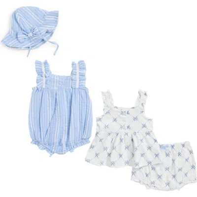 Nicole Miller Babies'  4-piece Romper & Shorts Set In Blue