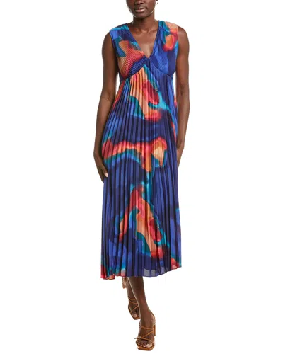 Nicole Miller Accordion Pleated Midi Dress In Multi