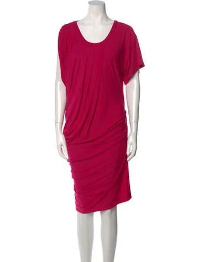 Pre-owned Nicole Miller Acetate Midi Length Dress In Pink