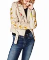 Nicole Miller Amazon Embroidered Moto Jacket In Safari Sand In Neutral