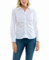 Nicole Miller Amber Stretch Button Down Shirt In Brilliant White In White