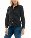 Nicole Miller Amber Stretch Button Down Shirt In Very Black In Black