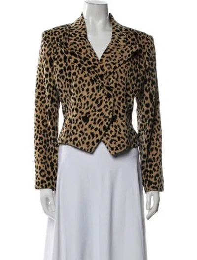 Pre-owned Nicole Miller Animal Print Blazer In Neutrals
