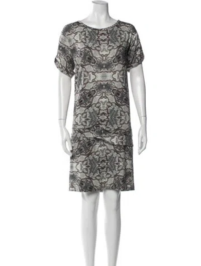 Pre-owned Nicole Miller Animal Print Knee-length Dress In Gray