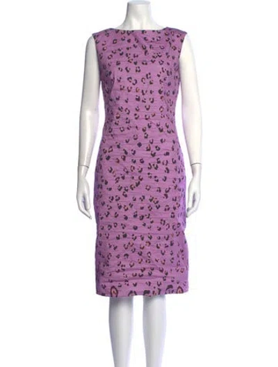 Pre-owned Nicole Miller Animal Print Knee-length Dress In Purple