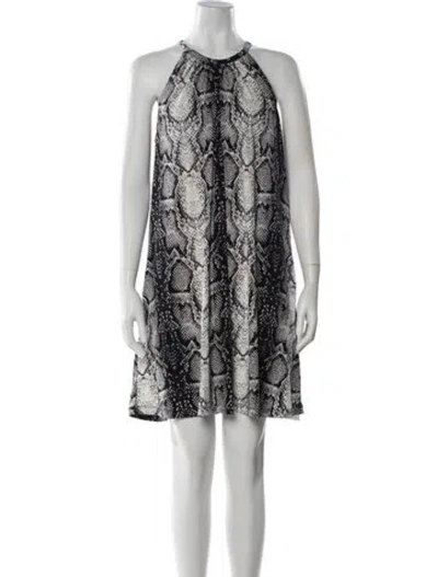 Pre-owned Nicole Miller Animal Print Mini Dress In Black