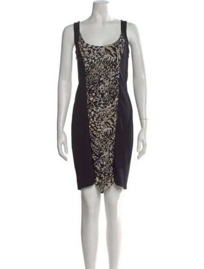 Pre-owned Nicole Miller Animal Print Mini Dress In Black
