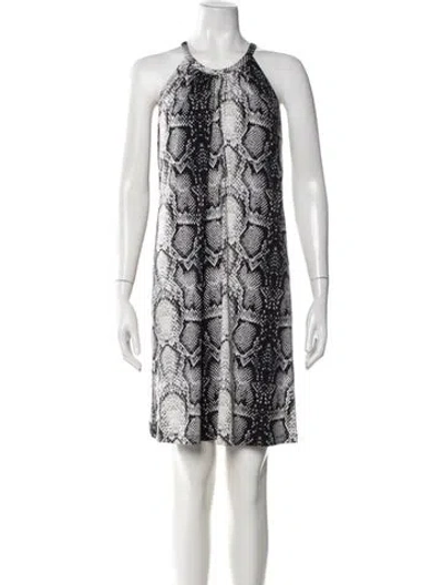 Pre-owned Nicole Miller Animal Print Mini Dress In Black/white