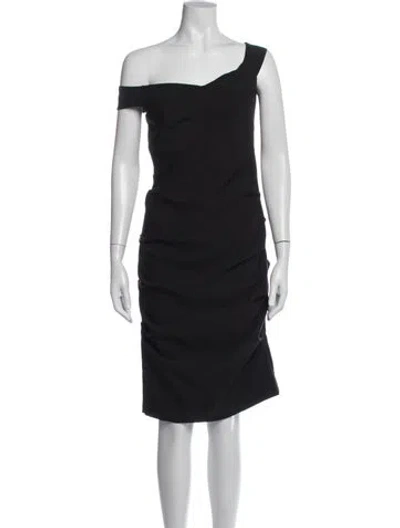 Pre-owned Nicole Miller Asymmetrical Knee-length Dress In Black
