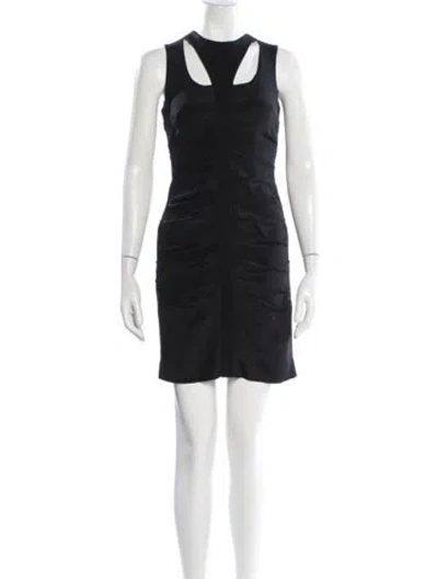 Pre-owned Nicole Miller Asymmetrical Mini Dress In Black