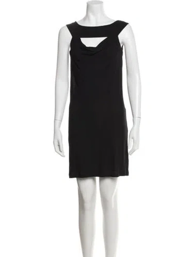 Pre-owned Nicole Miller Asymmetrical Mini Dress In Black