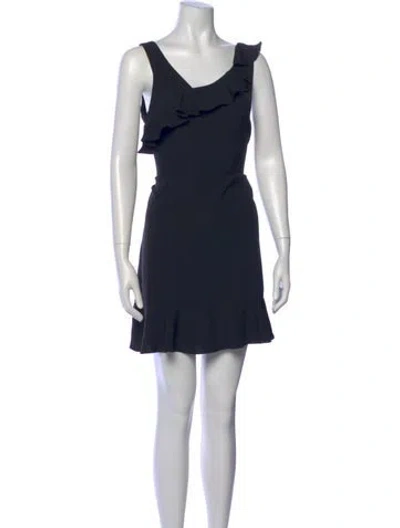 Pre-owned Nicole Miller Asymmetrical Mini Dress In Blue