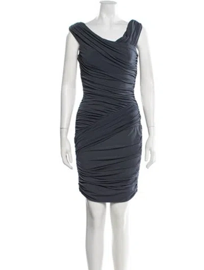 Pre-owned Nicole Miller Asymmetrical Mini Dress In Blue